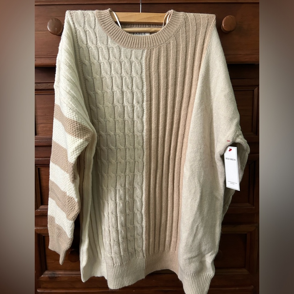 Red Dress Cream Sweater